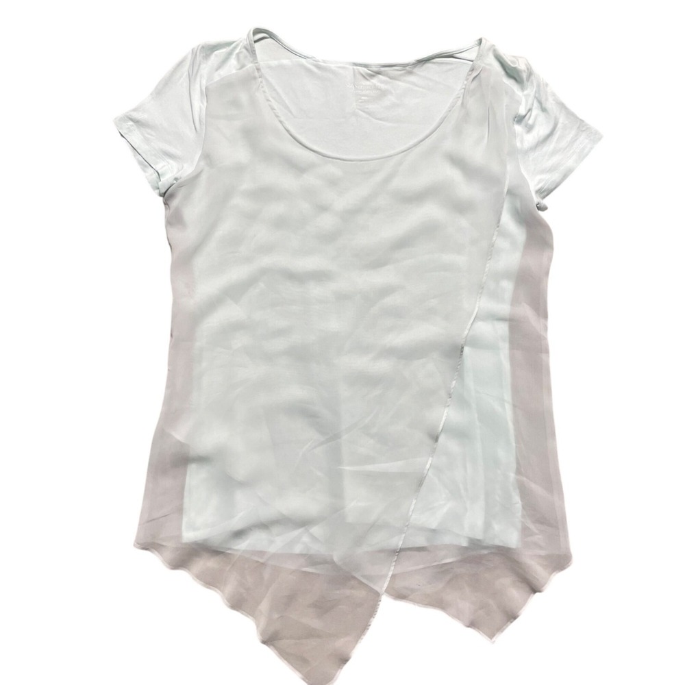 Soft Surroundings Blouse Womens M Mint Green Asymmetrical Hem Top Fairy